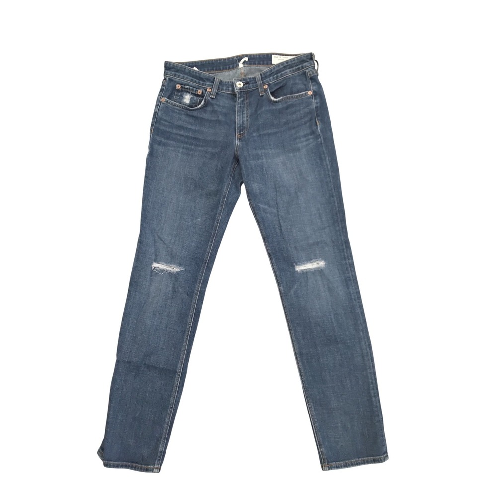 Rag & Bone New York Slim Boyfriend Distressed Jeans Blue Size 27
